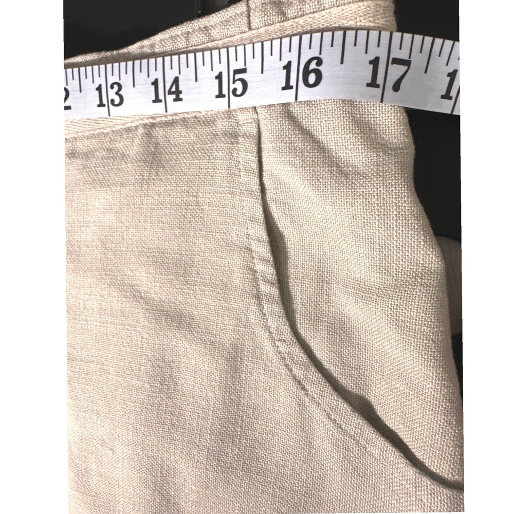 Woolrich Linen Blend A-Line Mini Skirt Beige Khaki Drawstring Pocket Size 12 - Picture 15 of 15